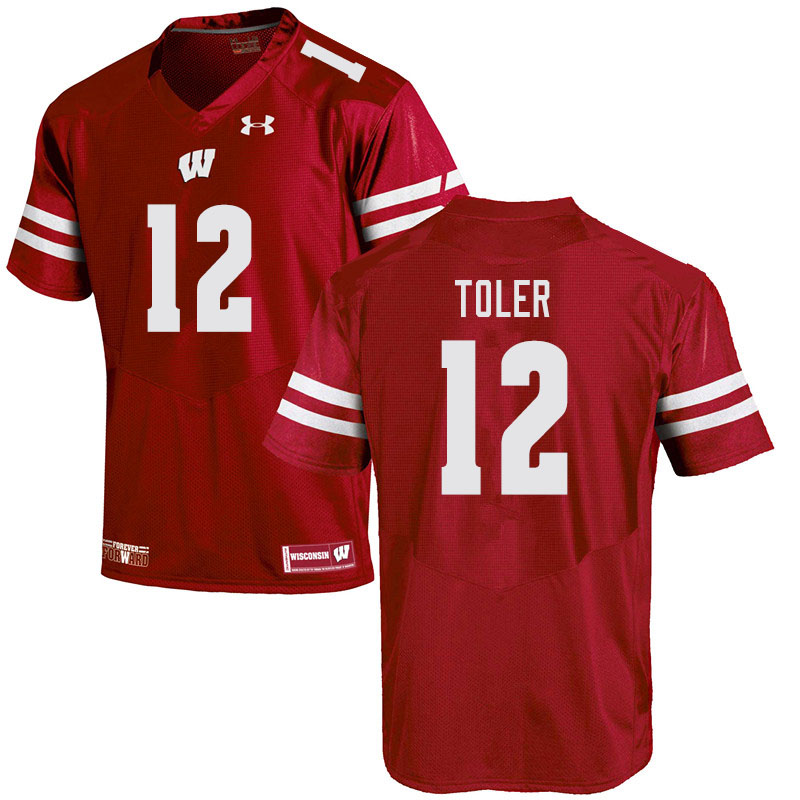 Men #12 Titus Toler Wisconsin Badgers College Football Jerseys Sale-Red - Click Image to Close